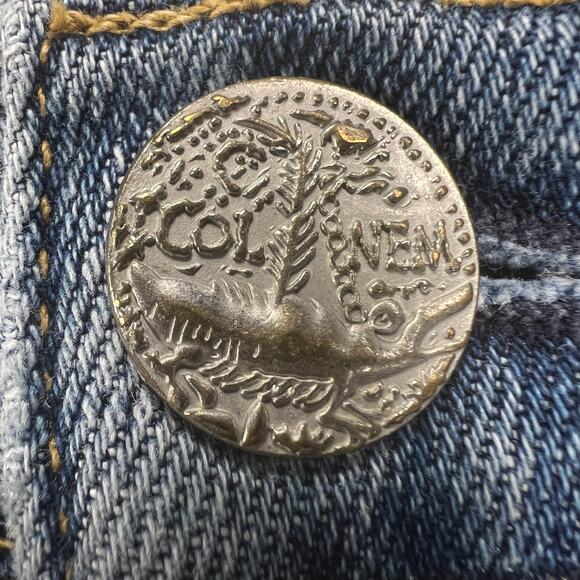 McGuire Ambrosio Embroidered Boho Mid-Rise Cropped Bootcut Raw Hem Jeans Size 27 - Picture 6 of 11